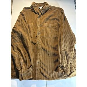 Wrangler Premium Quality Mens Large Brown‎ Corduroy Button Down Shirt L